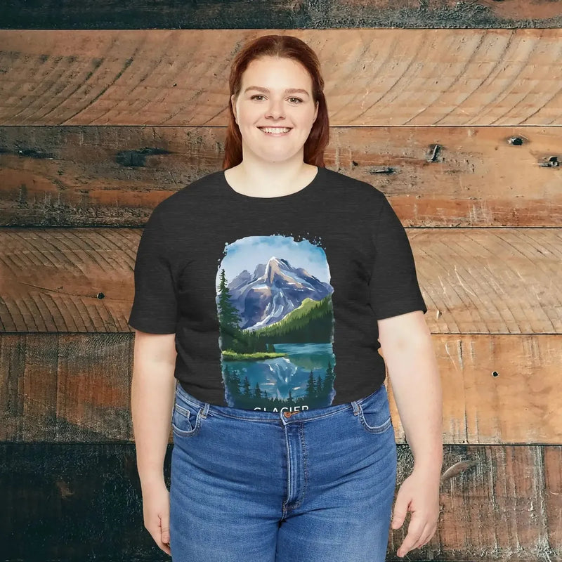Glacier National Park watercolor style graphic t-shirt detail or alternate product view