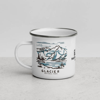Glacier National Park Watercolor Art Durable Enamel Camp Mug - Parks Apparel