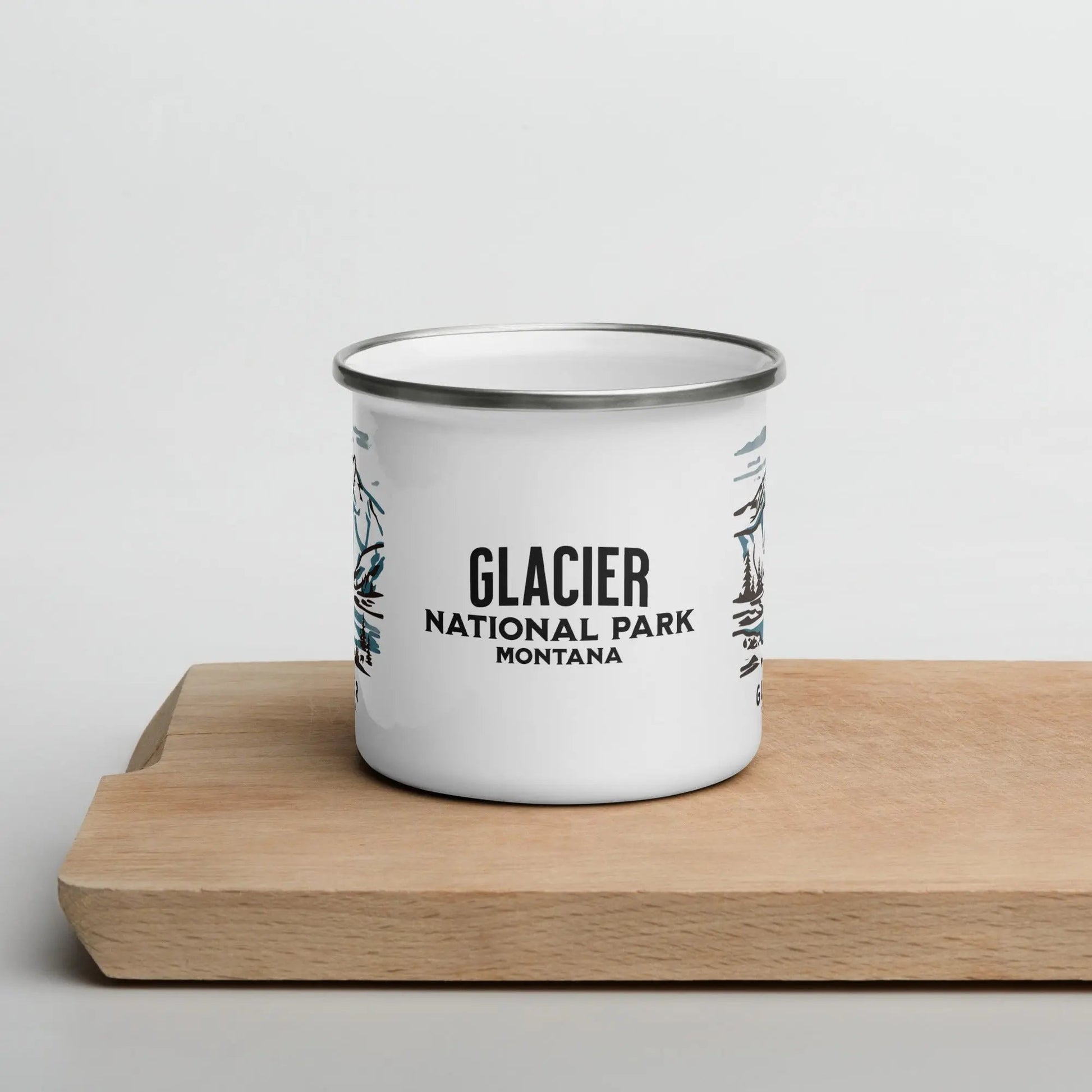Glacier National Park Watercolor Art Durable Enamel Camp Mug - Parks Apparel