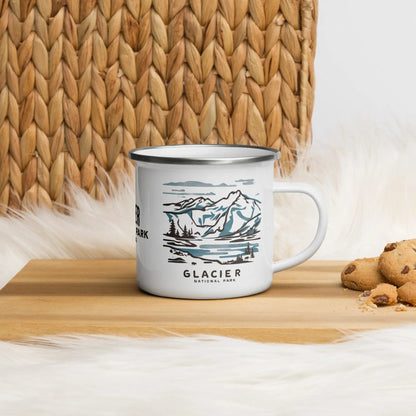 Glacier National Park Watercolor Art Durable Enamel Camp Mug - Parks Apparel