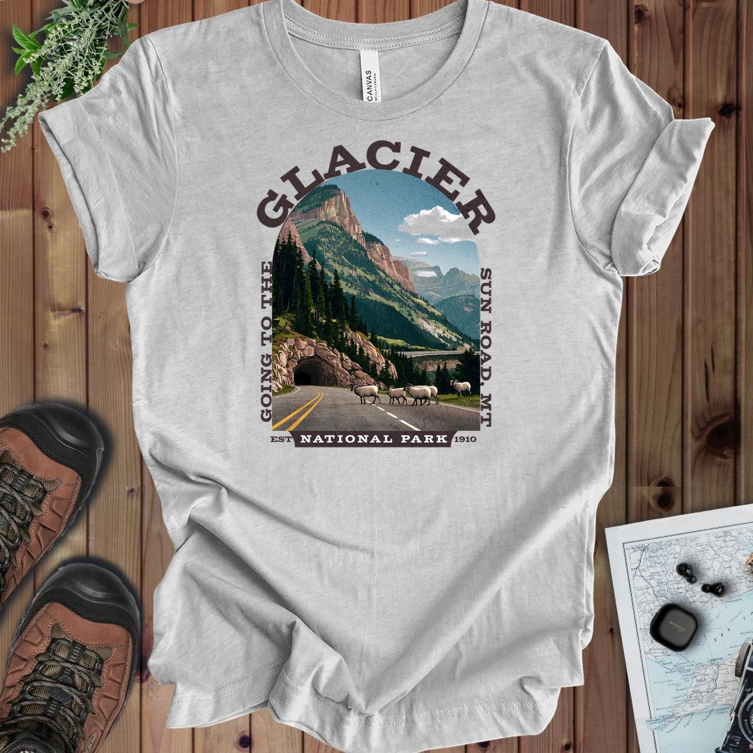 Glacier Going To The Sun Road Kids Graphic T-Shirt in Athletic Heather