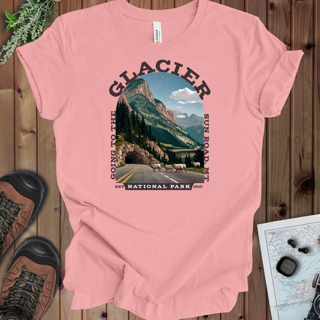 Glacier Going To The Sun Road Kids Graphic T-Shirt in Pink