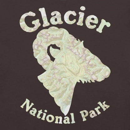 Glacier National Park topo horned sheep t-shirt alternate color or product angle
