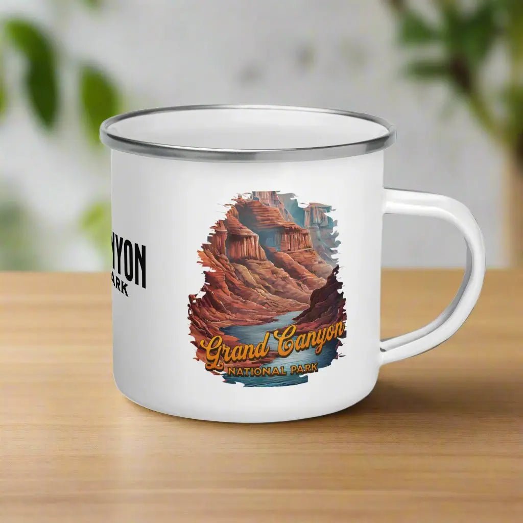 Grand Canyon National Park enamel camp mug shown from alternate product angle