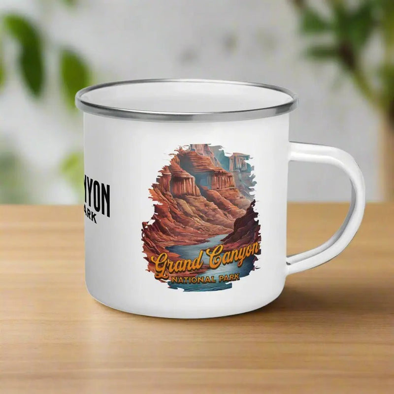 Grand Canyon National Park enamel camp mug shown from alternate product angle