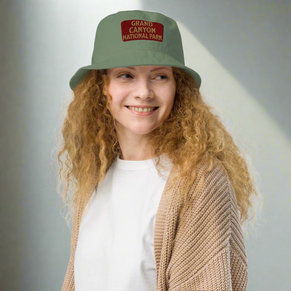 Grand Canyon National Park sign embroidered organic bucket hat alternate product angle