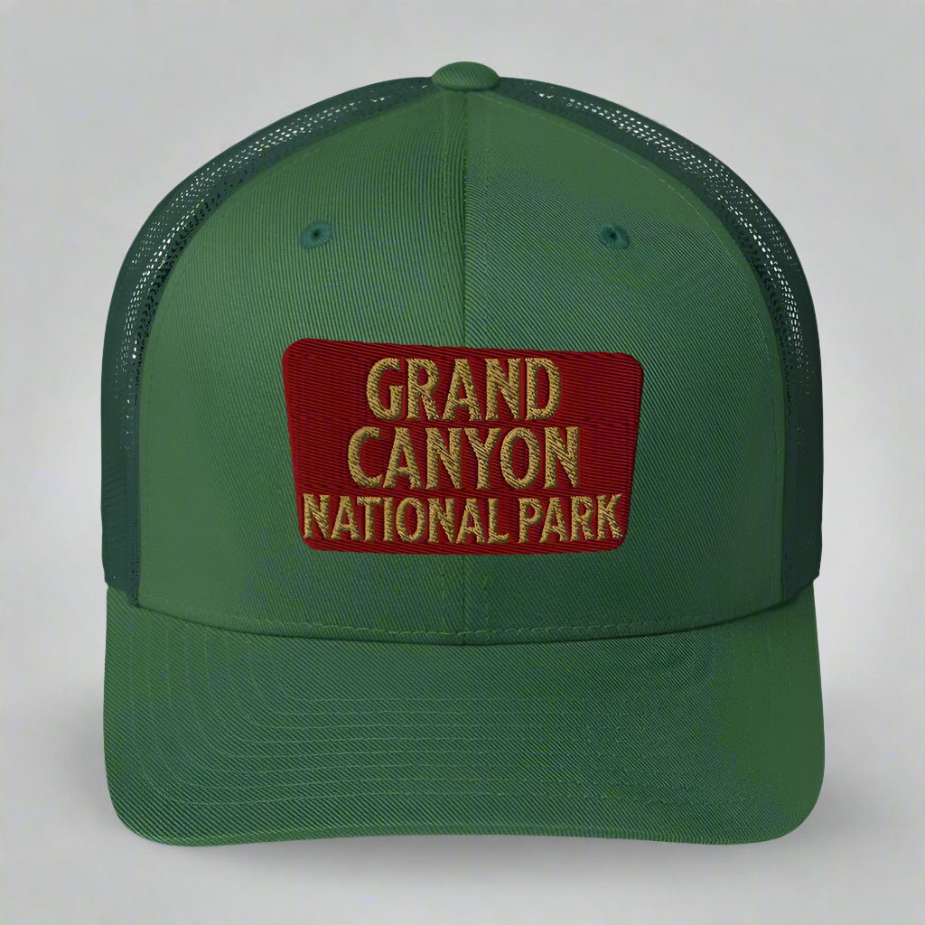Grand Canyon National Park sign embroidered trucker hat detail or alternate product view
