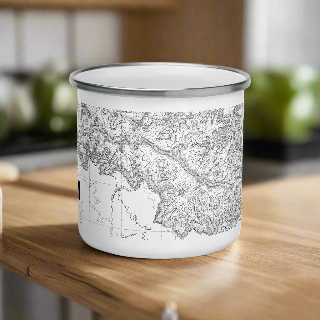 Grand Canyon National Park topographic durable enamel camp mug showing design detail or product variation