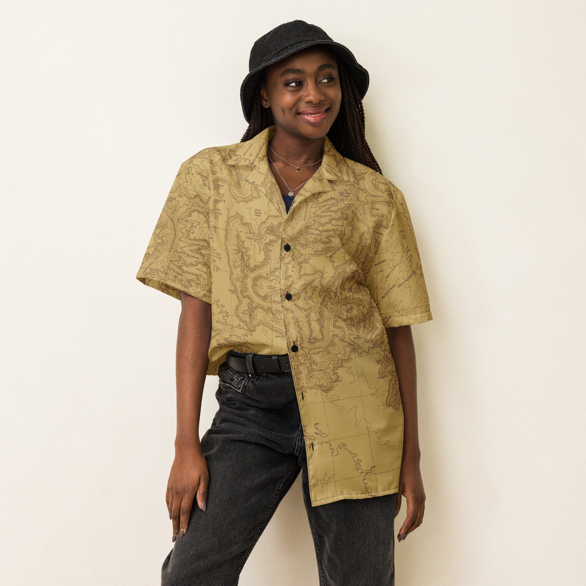 Grand Canyon National Park topographic unisex button up shirt detail or alternate product view