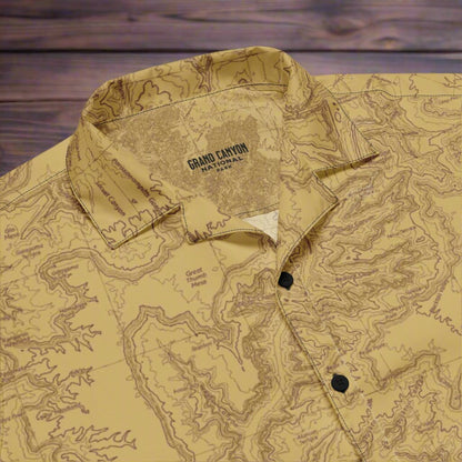 Grand Canyon National Park topographic unisex button up shirt shown in lifestyle or modeled setting
