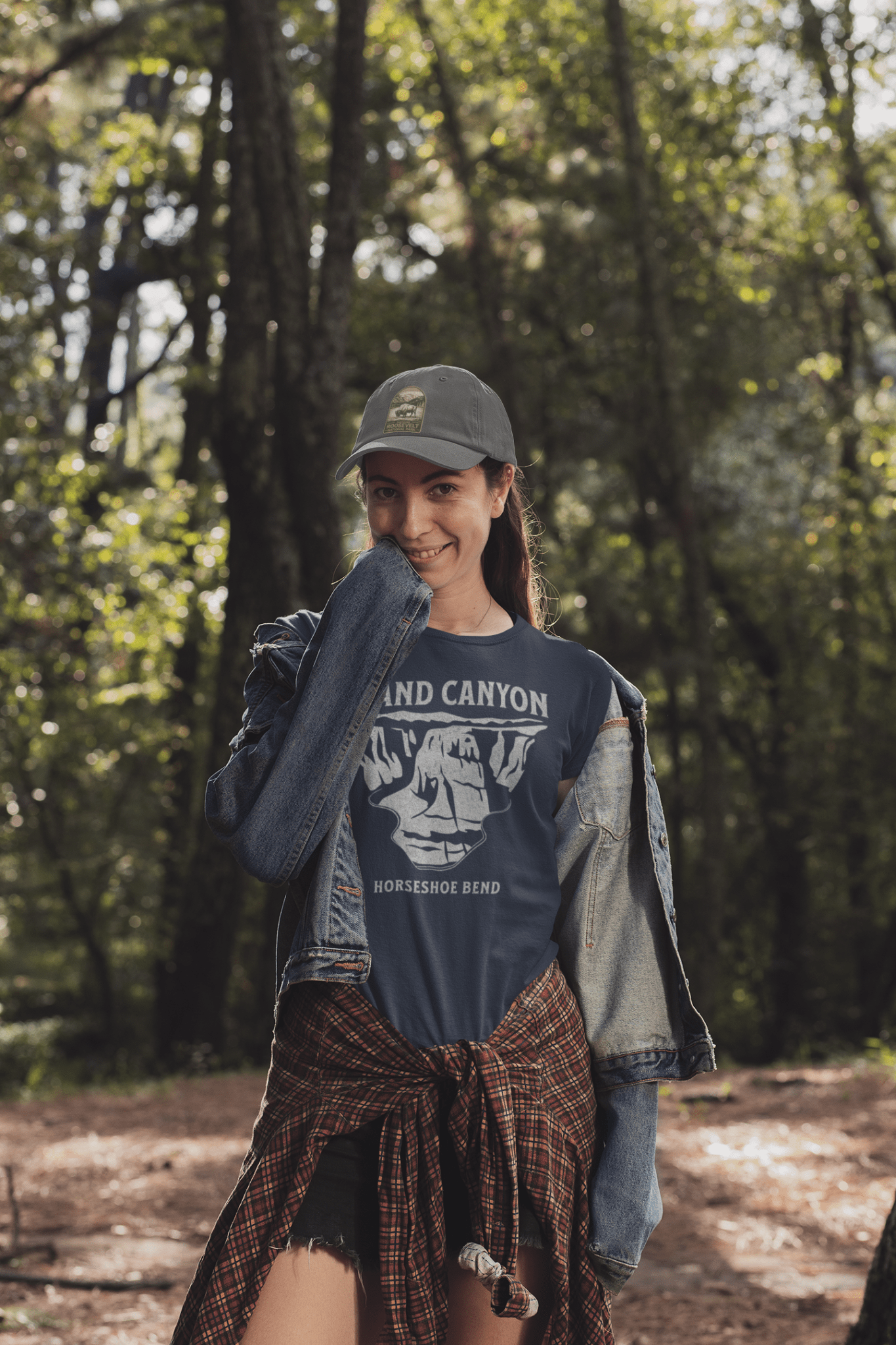 Grand Canyon textured Horseshoe Bend Glen Canyon graphic t-shirt shown in lifestyle or modeled setting