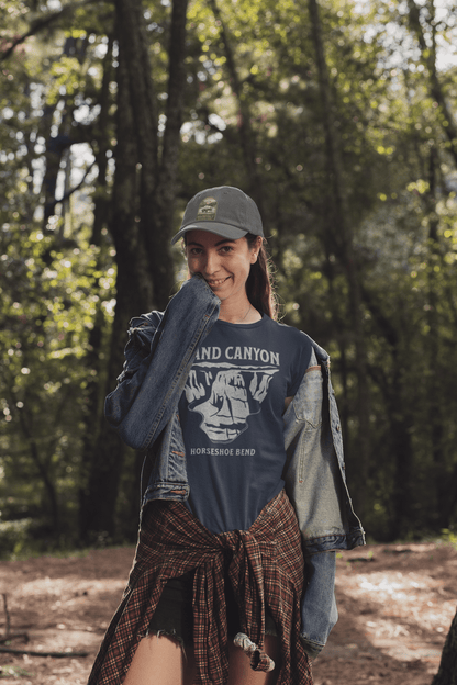 Grand Canyon textured Horseshoe Bend Glen Canyon graphic t-shirt shown in lifestyle or modeled setting