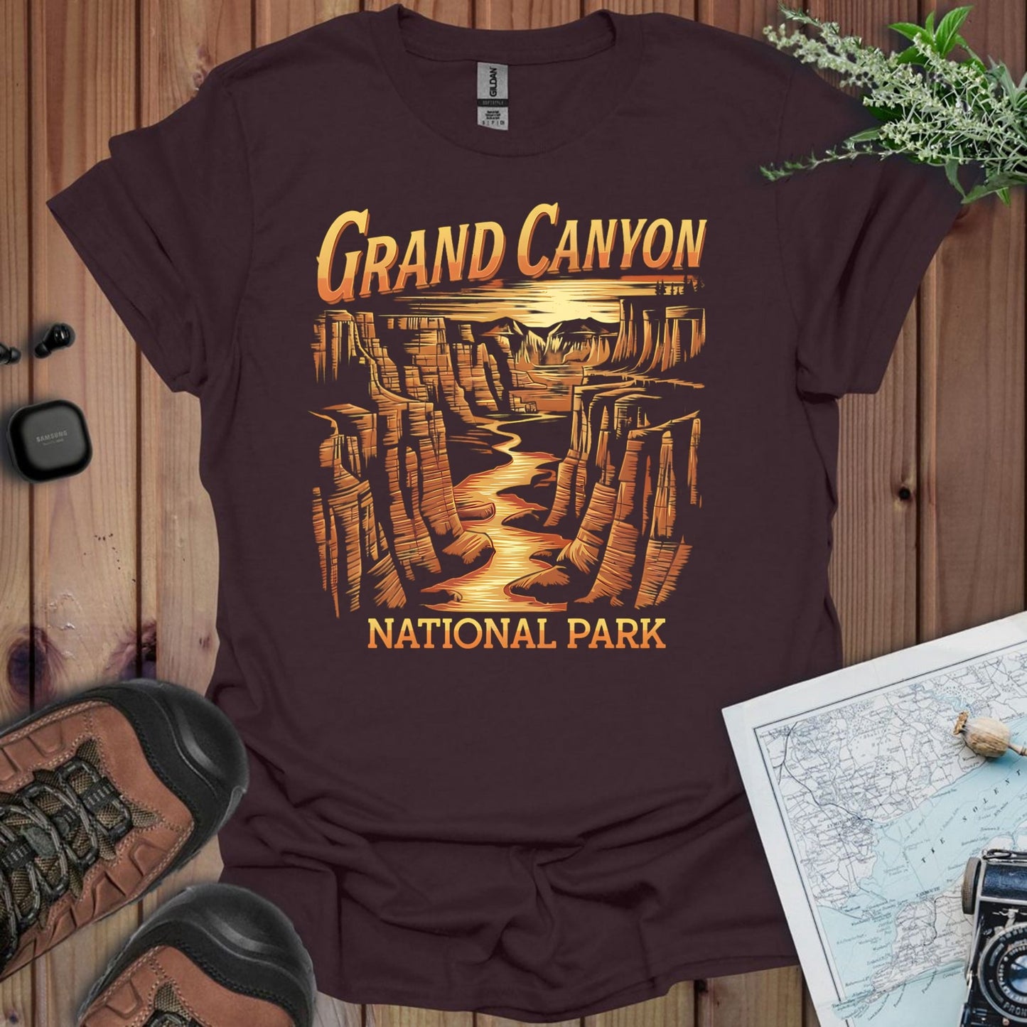 Grand Canyon canyon view graphic t-shirt shown in alternate apparel color