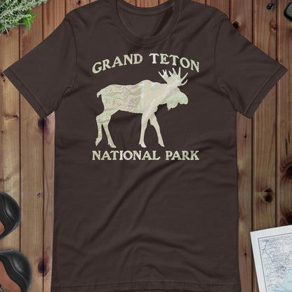 Grand Teton Moose national park topo t-shirt primary product view