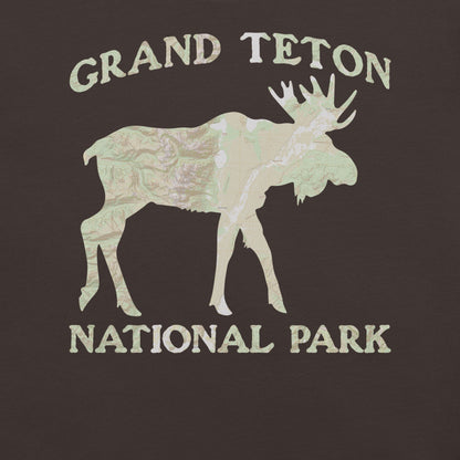 Grand Teton Moose national park topo t-shirt alternate apparel color or product angle