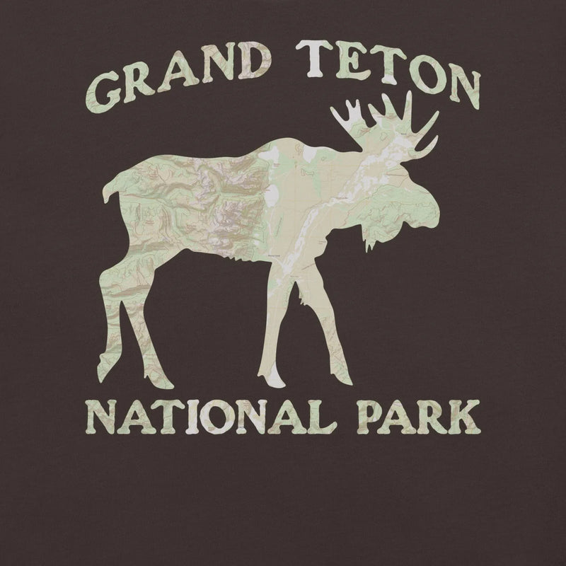 Grand Teton Moose national park topo t-shirt alternate apparel color or product angle