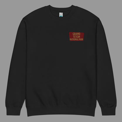 Grand Teton National Park crewneck sweatshirt shown in lifestyle or modeled setting