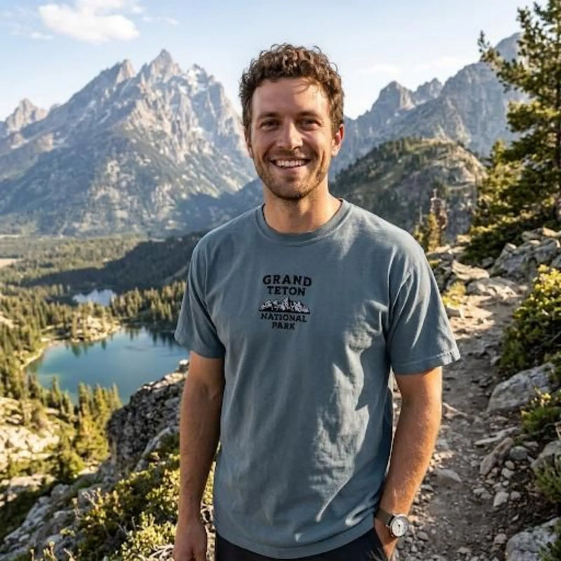 Grand Teton National Park premium embroidered t-shirt alternate apparel color or product angle