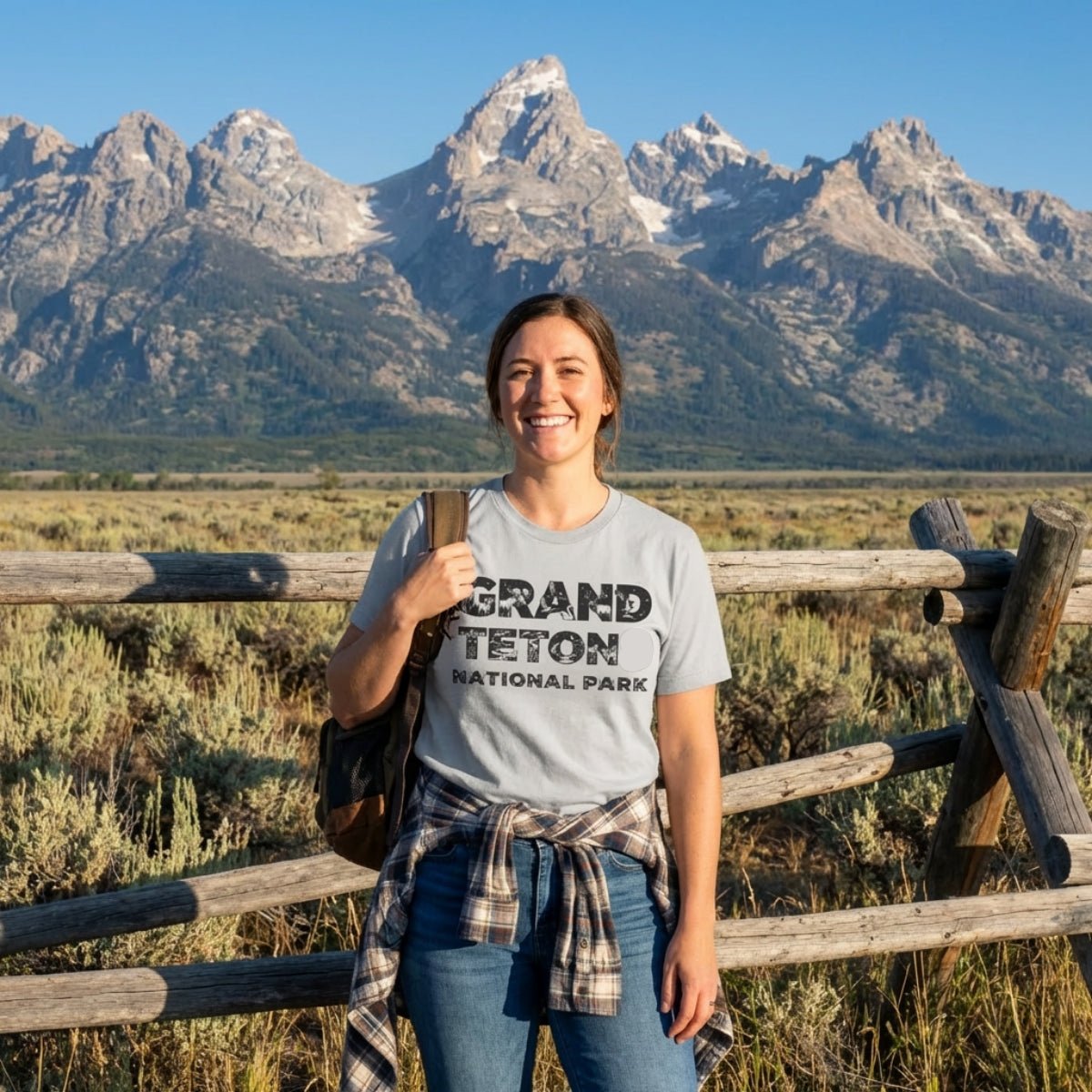 Grand Teton National Park silhouette graphic t-shirt alternate apparel color or product angle