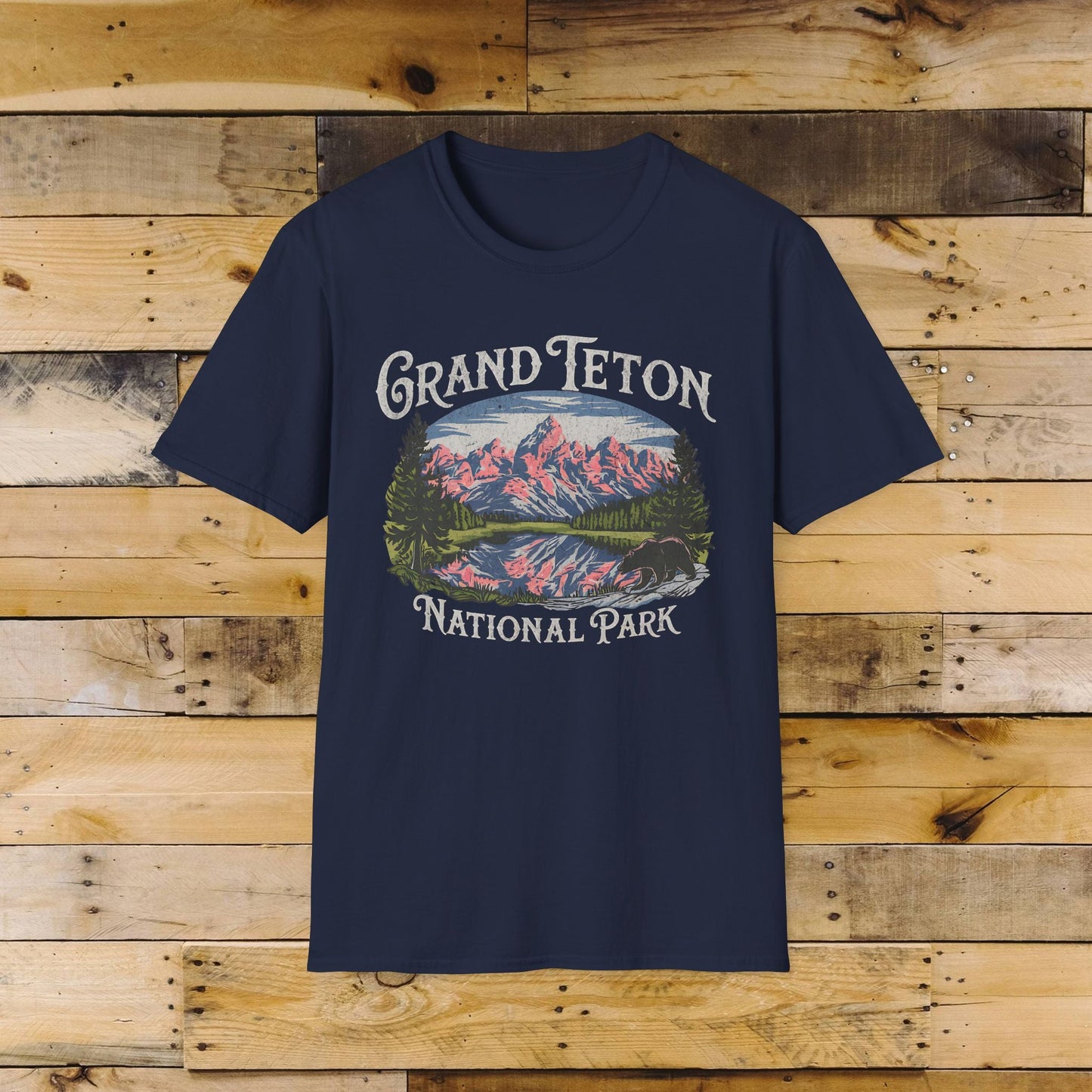 Grand Teton National Park vintage graphic t-shirt shown in alternate apparel color