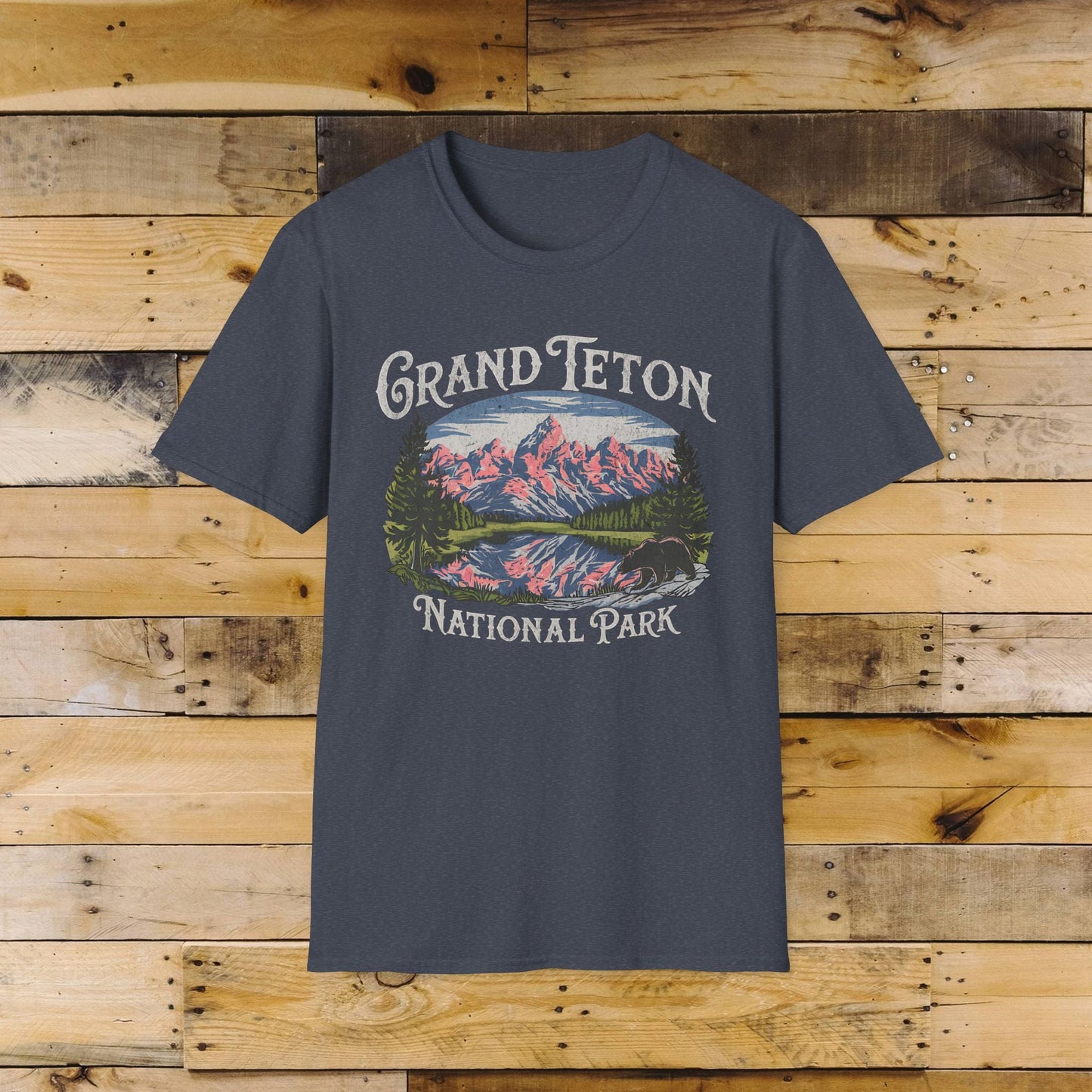Grand Teton National Park vintage graphic t-shirt shown in alternate apparel color