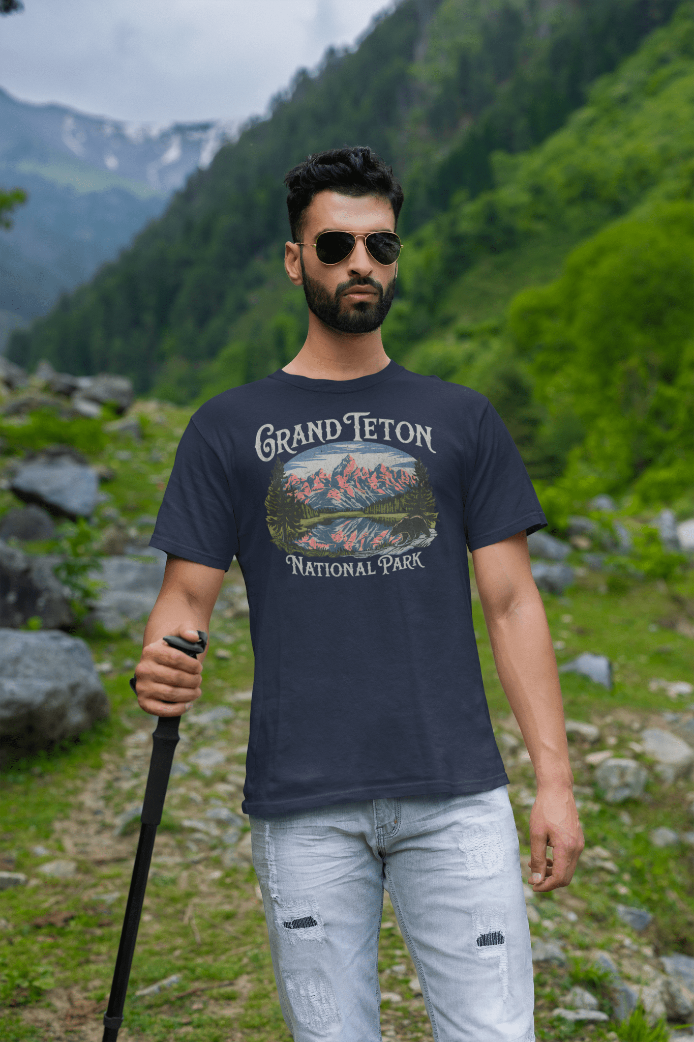 Grand Teton National Park vintage graphic t-shirt detail or alternate product view