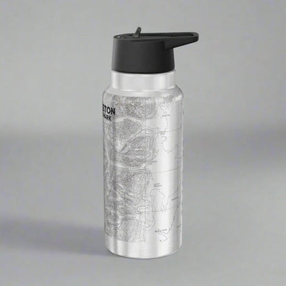 Grand Teton National Park topographic insulated water bottle tumbler showing design detail or product variation