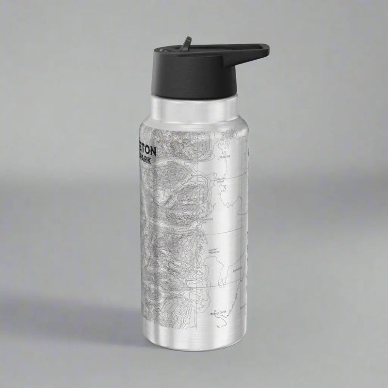 Grand Teton National Park topographic insulated water bottle tumbler showing design detail or product variation