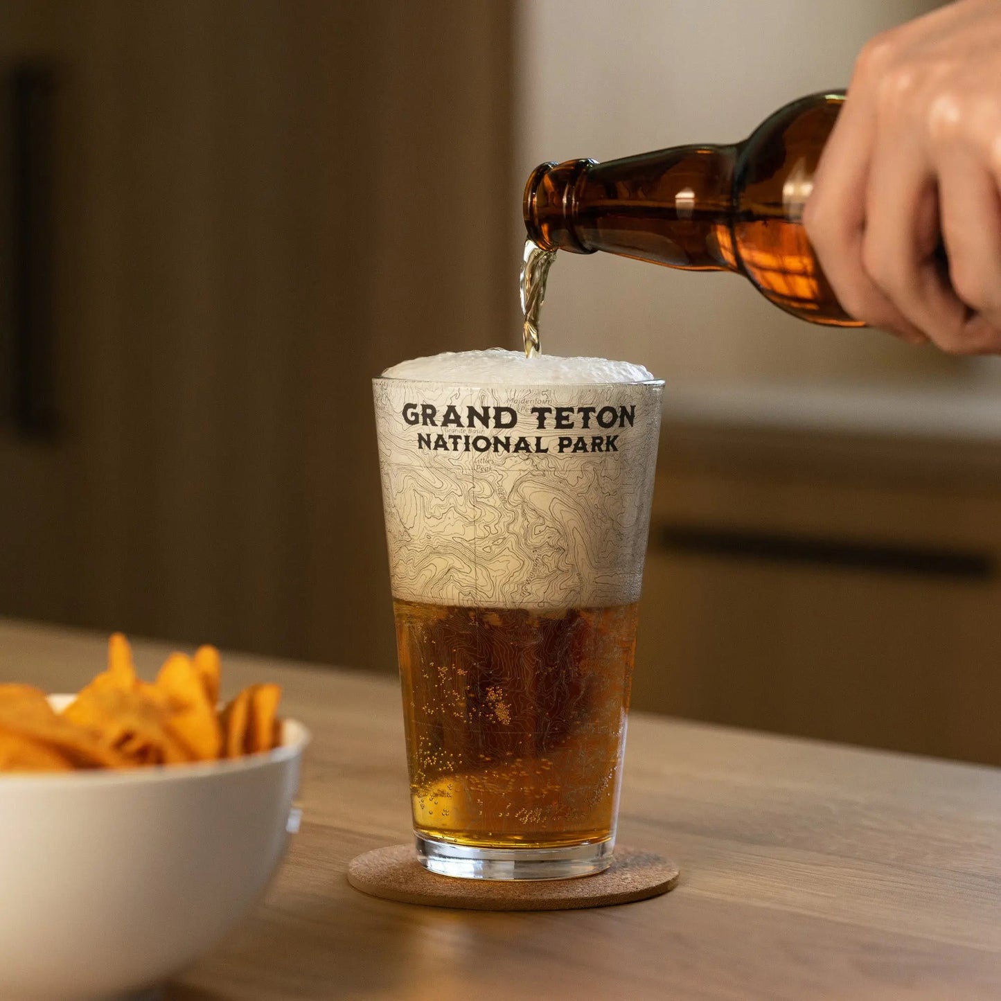 Grand Teton National Park topographic pint glass shown as primary product image