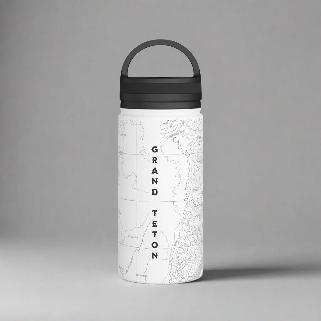 Grand Teton National Park Topographic Stainless Steel Water Bottle Handle Lid - Parks ApparelMug
