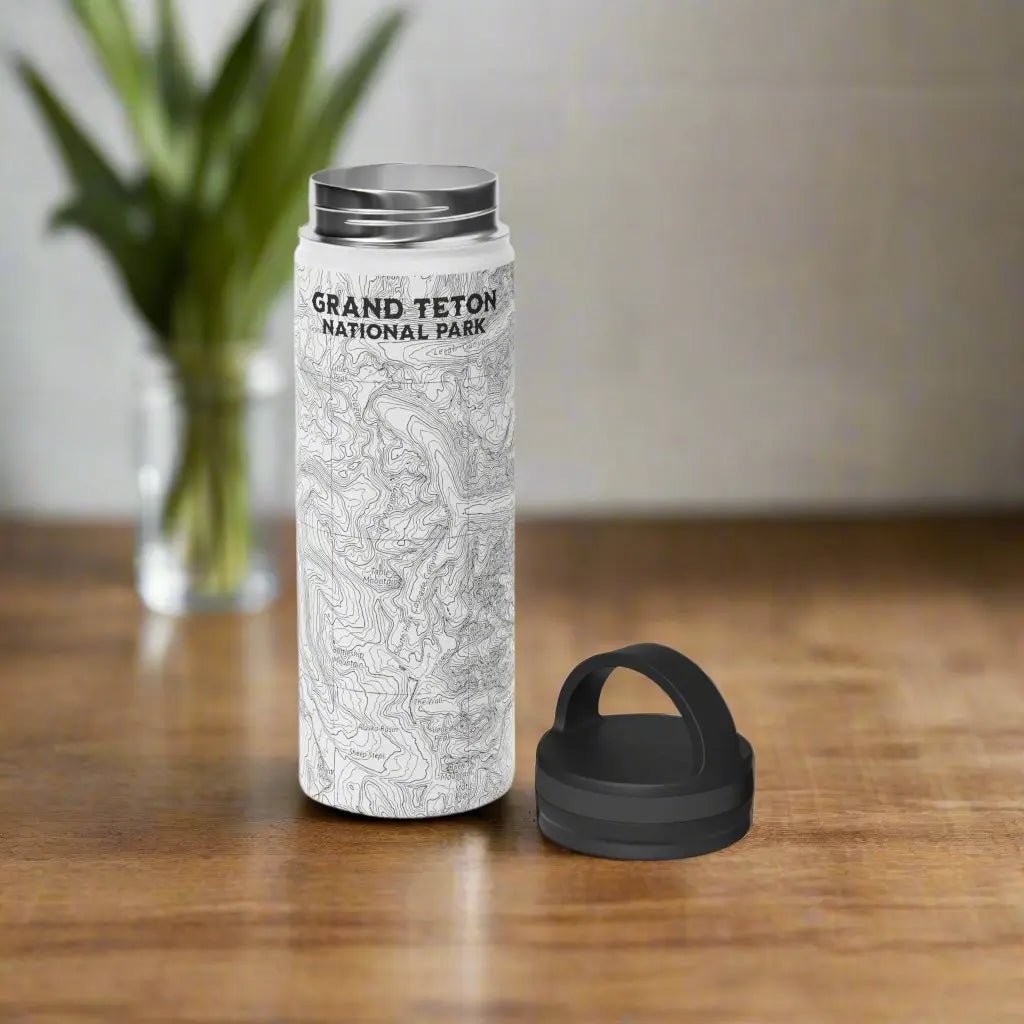 Grand Teton National Park Topographic Stainless Steel Water Bottle Handle Lid - Parks ApparelMug