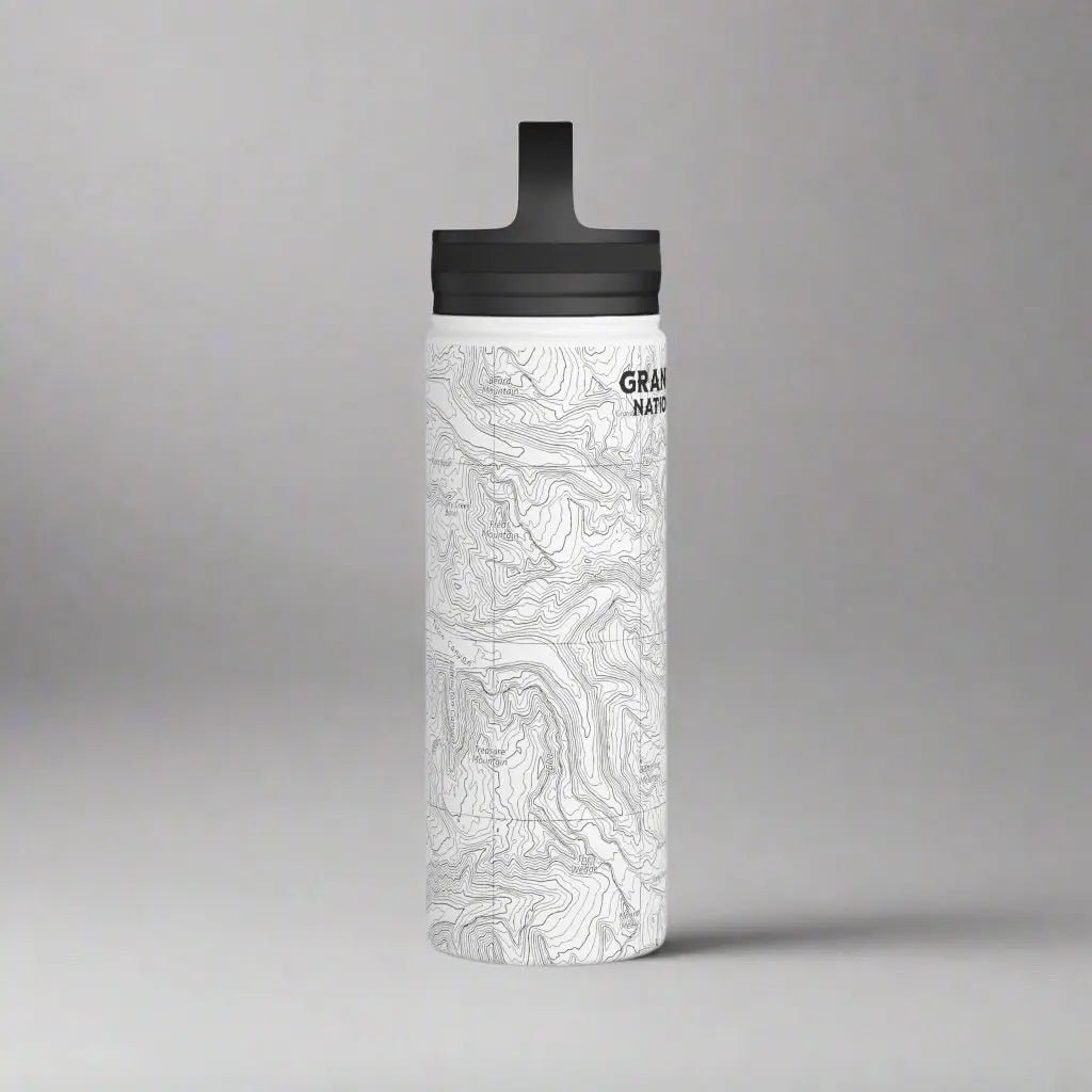 Grand Teton National Park Topographic Stainless Steel Water Bottle Handle Lid - Parks ApparelMug