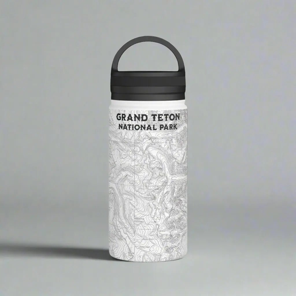 Grand Teton National Park Topographic Stainless Steel Water Bottle Handle Lid - Parks ApparelMug