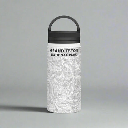 Grand Teton National Park Topographic Stainless Steel Water Bottle Handle Lid - Parks ApparelMug