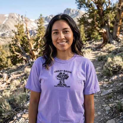 Great Basin National Park embroidered bristlecone premium t-shirt shown in lifestyle or modeled setting
