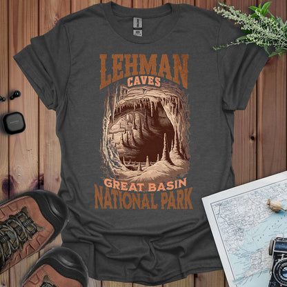 Great Basin National Park Lehman Caves graphic t-shirt shown from alternate product angle