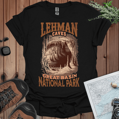 Great Basin National Park Lehman Caves graphic t-shirt shown in lifestyle or modeled setting