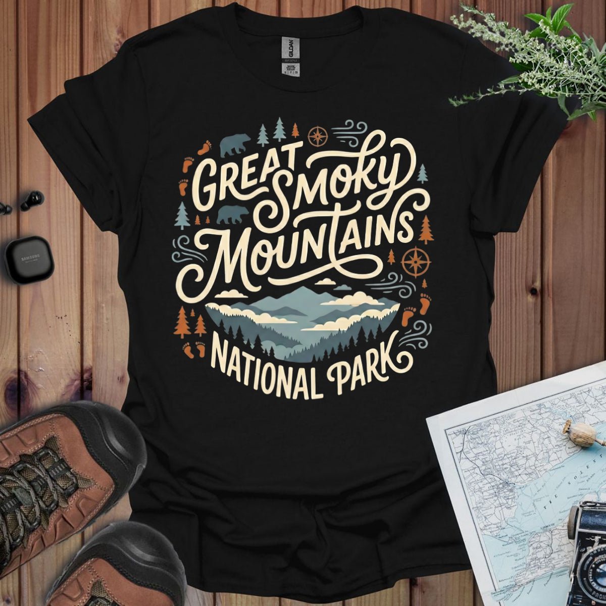 Great Smoky Mountain National Park t-shirt shown in lifestyle or modeled setting