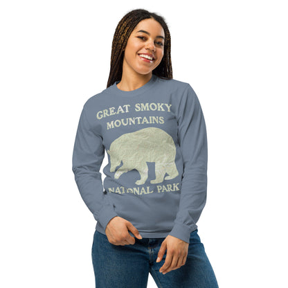 Great Smoky Mountains Bear Heavyweight Long Sleeve Topo Tee - Parks ApparelLong - sleeve