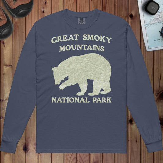 Great Smoky Mountains Bear Heavyweight Long Sleeve Topo Tee - Parks ApparelLong - sleeve