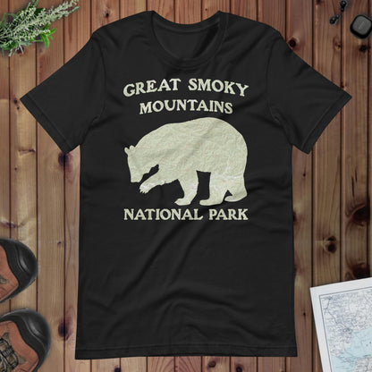 Great Smoky Mountains Bear national park topo t-shirt detail or alternate product view