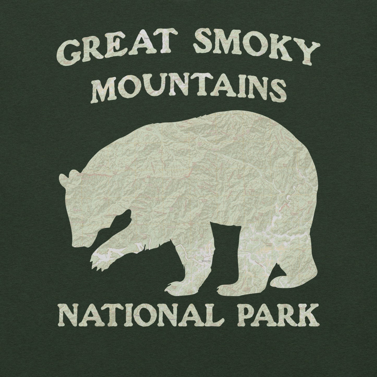 Great Smoky Mountains Bear national park topo t-shirt shown in lifestyle or modeled setting