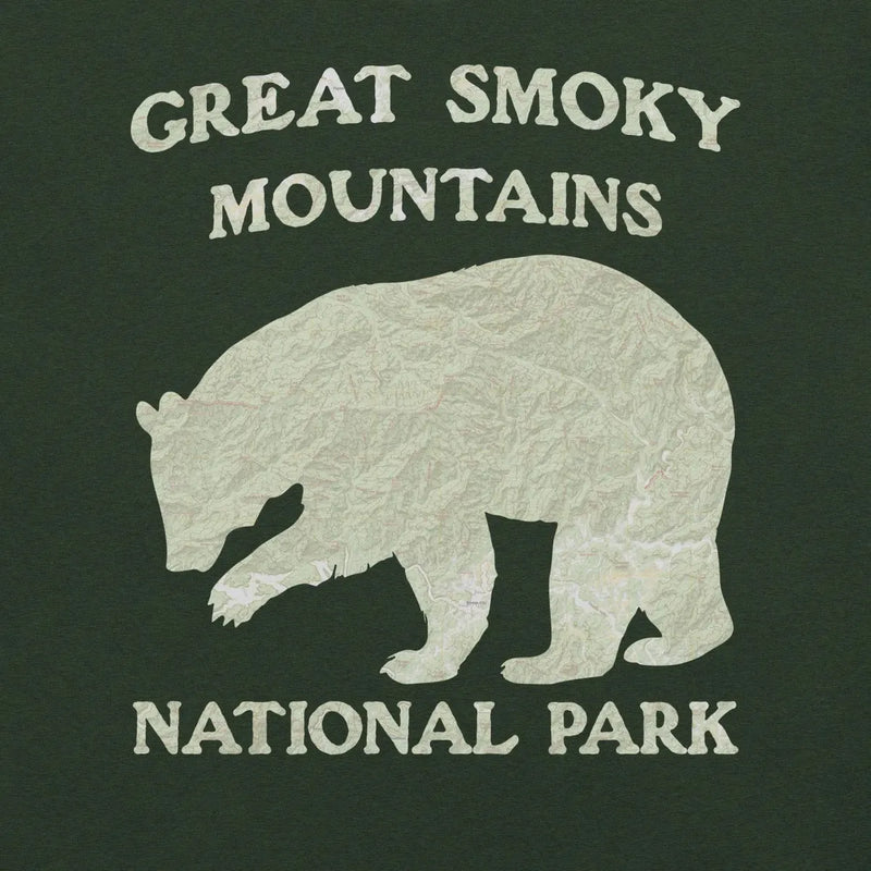 Great Smoky Mountains Bear national park topo t-shirt shown in lifestyle or modeled setting