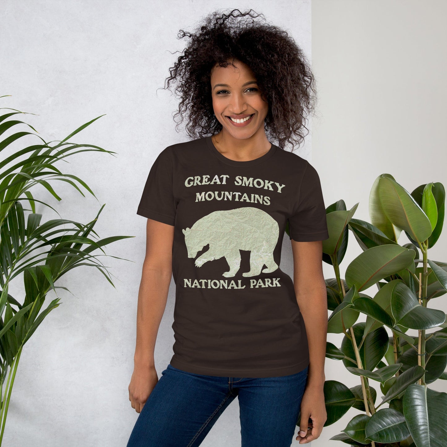 Great Smoky Mountains Bear national park topo t-shirt alternate apparel color or product angle