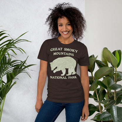 Great Smoky Mountains Bear national park topo t-shirt alternate apparel color or product angle