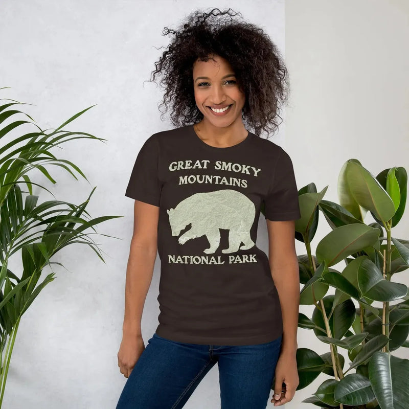 Great Smoky Mountains Bear national park topo t-shirt alternate apparel color or product angle