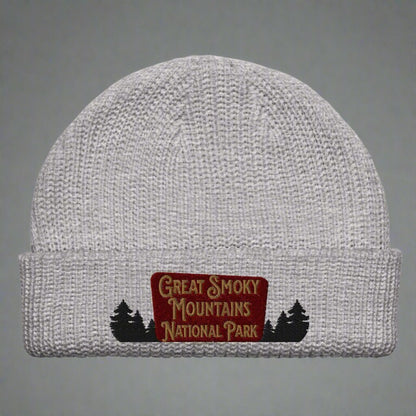 Great Smoky Mountains embroidered National Park sign beanie detail or alternate product view