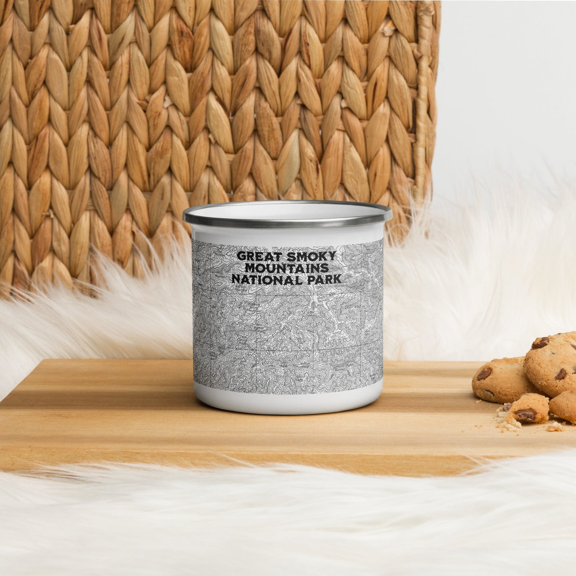 Great Smoky Mountains National Park Appalachian Trail enamel camp mug shown from alternate product angle