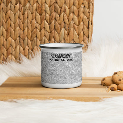 Great Smoky Mountains National Park Appalachian Trail enamel camp mug shown from alternate product angle