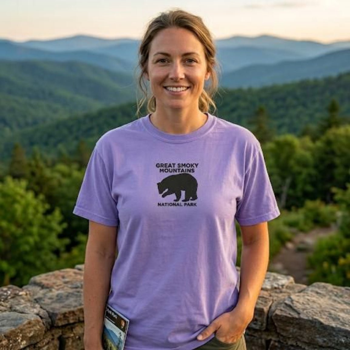 Great Smoky Mountains National Park embroidered premium t-shirt alternate apparel color or product angle